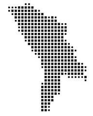 Fototapeta premium Abstract map of the Moldova showing the country with a pattern of black squares