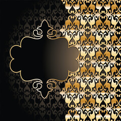 Ornate Gold Damask Frame with intricate patterns on a dark background