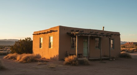 Adobe House at Sunset: Southwestern Rustic Charm
