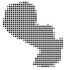 Fototapeta premium Abstract map of Paraguay showing the country with a pattern of black squares