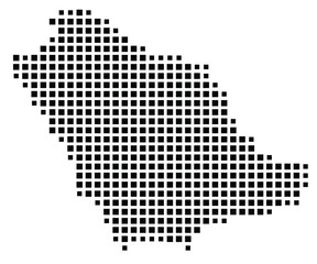 Fototapeta premium Abstract map of Saudi Arabia showing the country with a pattern of black squares