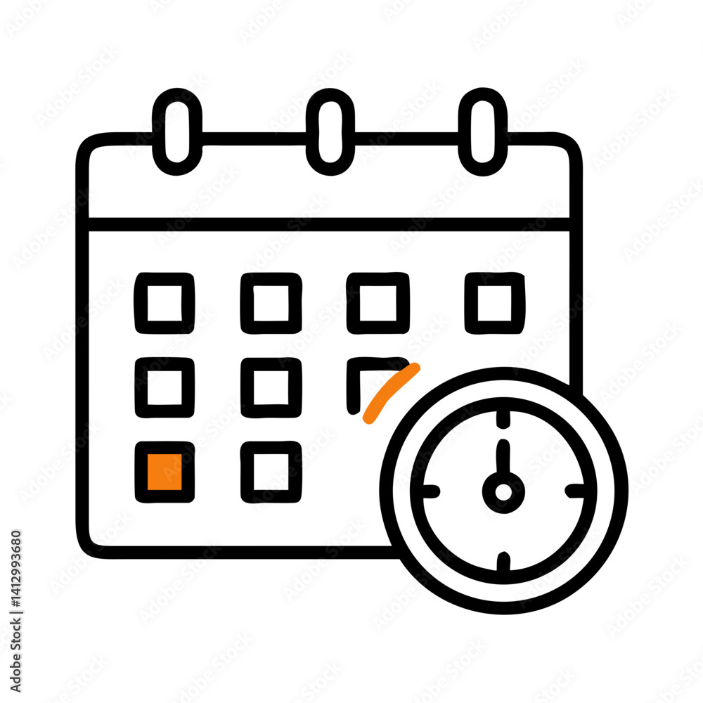 Poster calendar with clock icon representing scheduled events