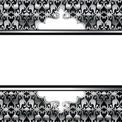 Elegant Silver Damask Frame patterns on a dark background