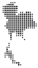 Abstract map of Thailand showing the country with a pattern of black squares