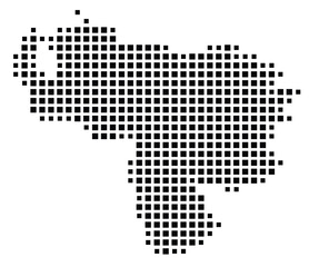 Fototapeta premium Abstract map of Venezuela showing the country with a pattern of black squares