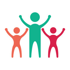 people celebrating icon silhouette white background