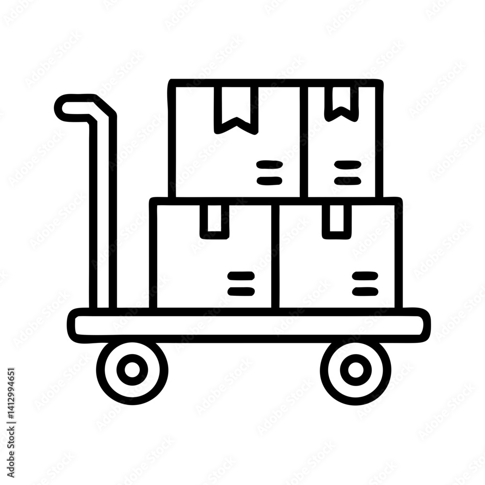 Poster cart with boxes icon representing package handling