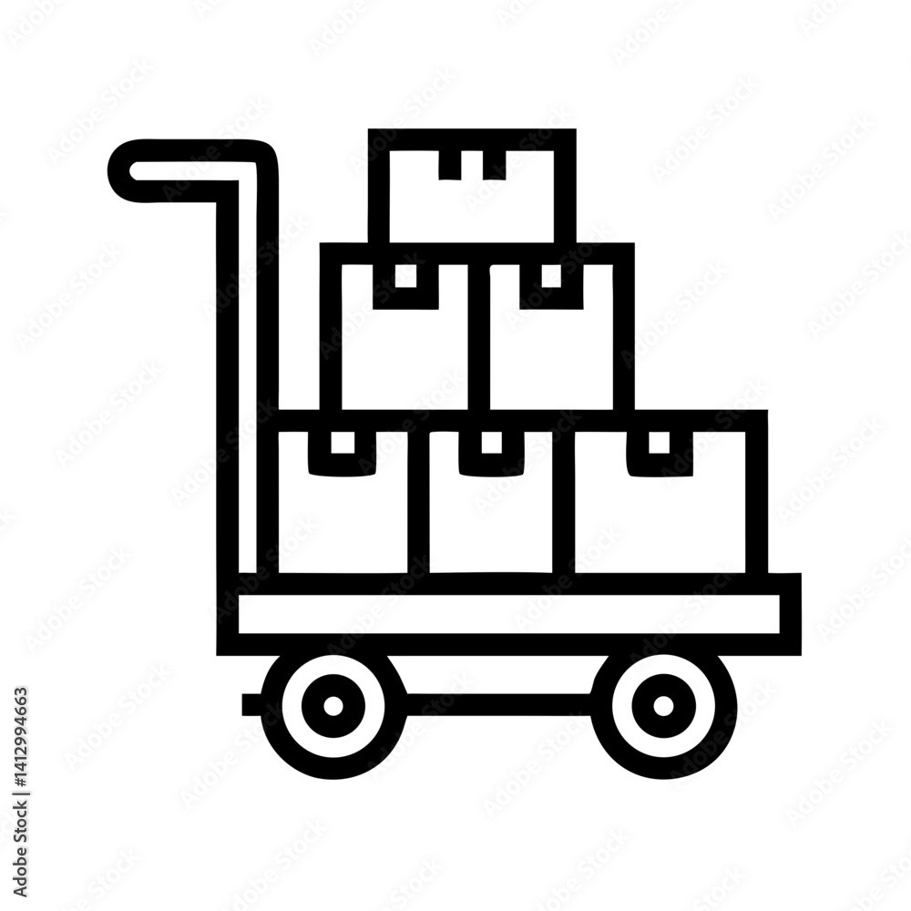 Poster cart with boxes icon representing package handling