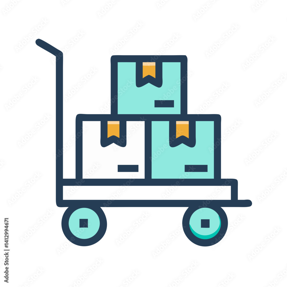 Poster cart with boxes icon representing package handling
