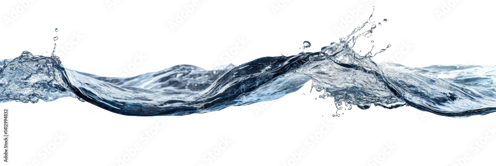 Poster turbulent water surface splashing with energy on a pristine backdrop