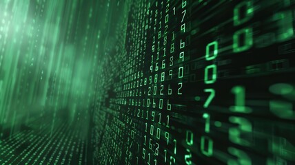 A captivating matrix style background perfect for commercial proposals. This design features a flowing green digital pattern that enhances the modern aesthetic of any business presentation.