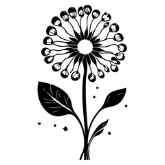 Elegant Dandelion Silhouette on White Backdrop