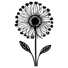 Elegant Dandelion Silhouette Against White Backdrop