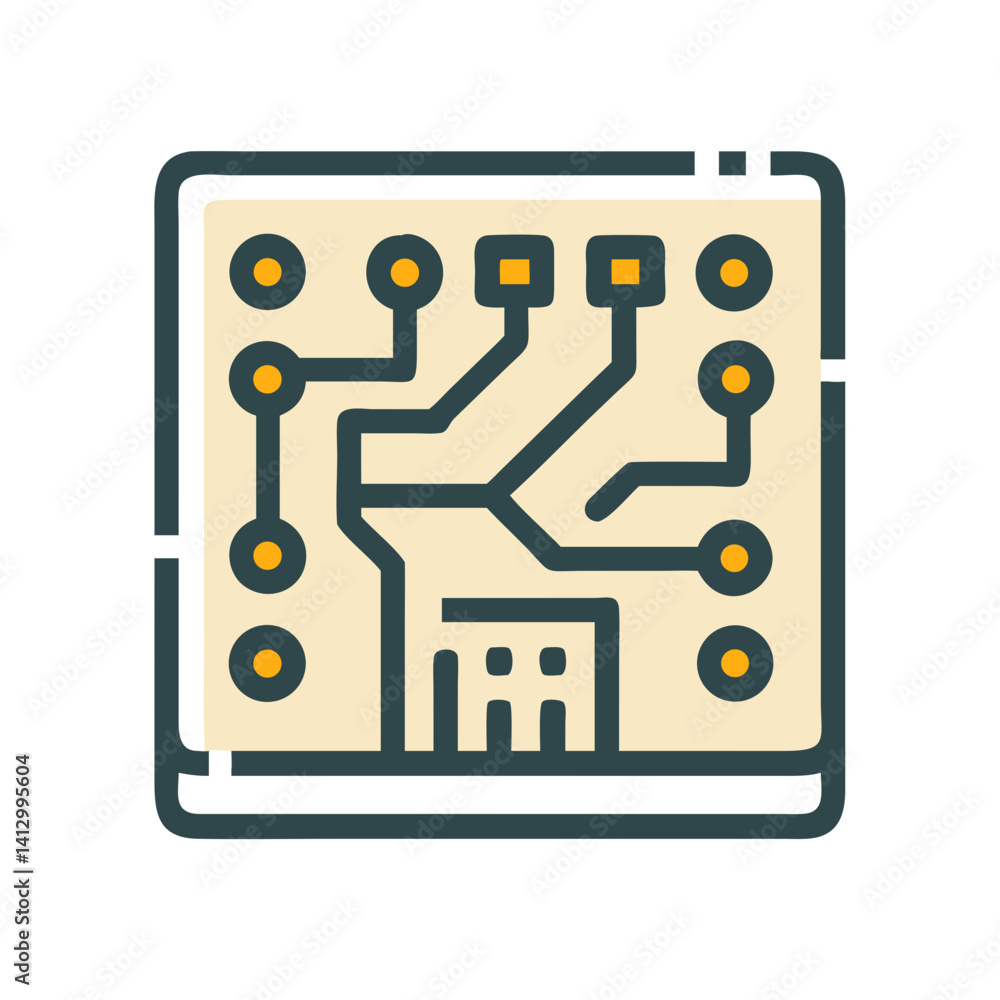 Poster circuit board icon representing technology
