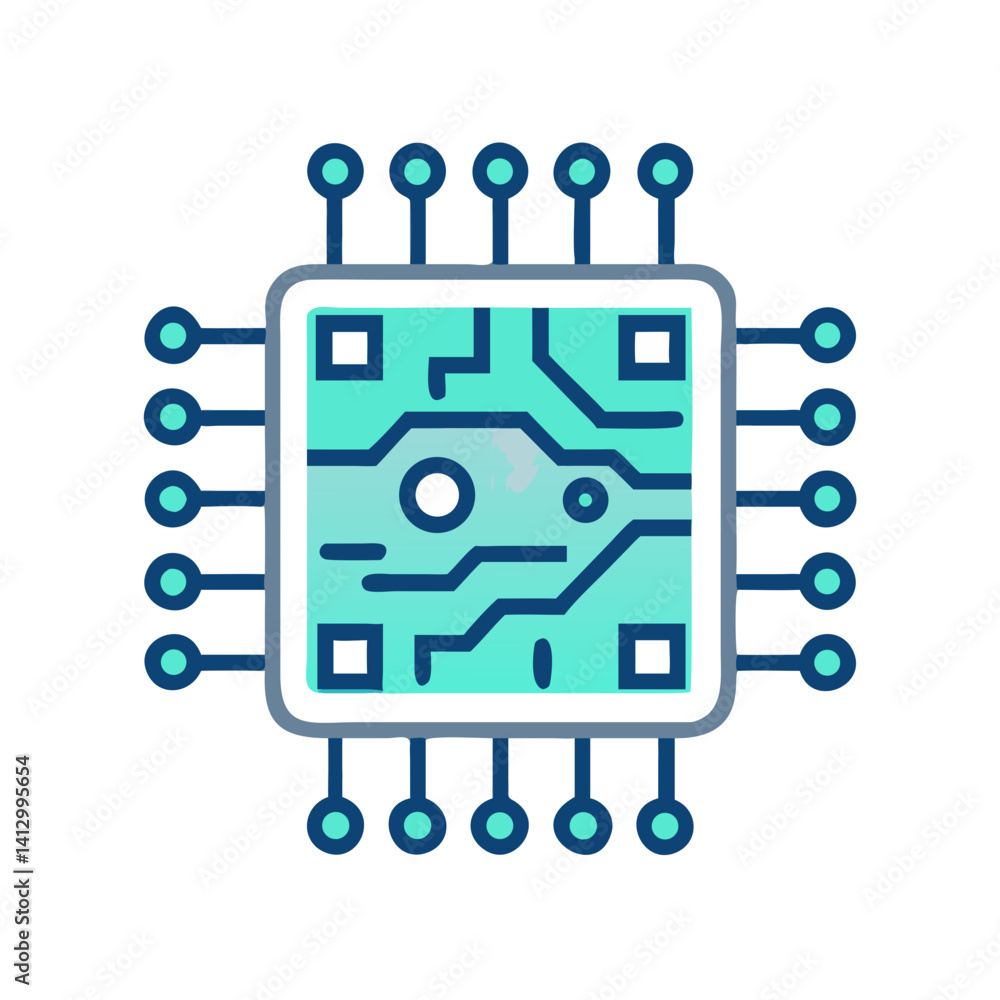 Poster circuit board icon representing technology