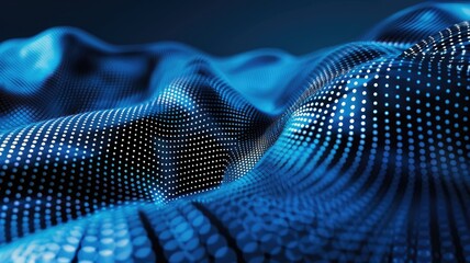 Wonderful picture of micro light sparkling particles scattered across blue flowing wave, create abstract bokeh style perfect for background design that evoke a sense of energetic and fantasy. AIG53.