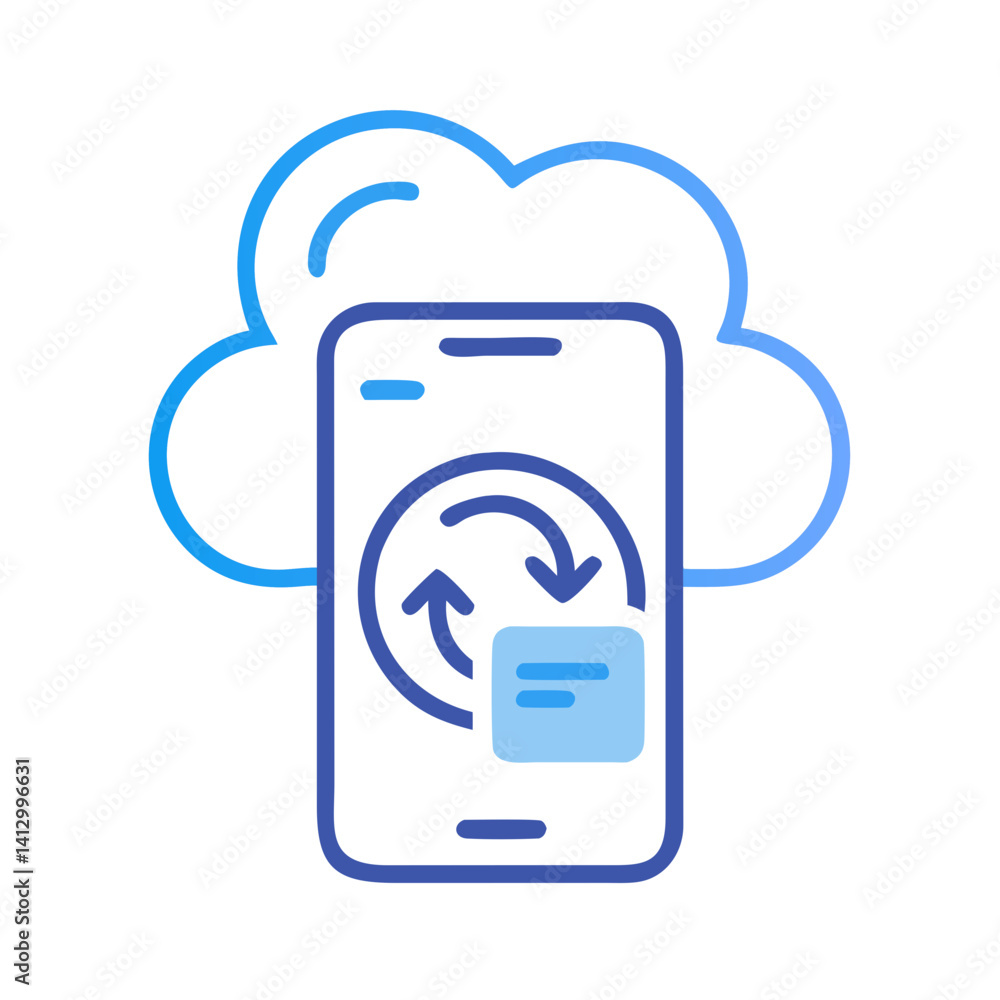 Poster Cloud Sync App Icon Representing Smart Data Management