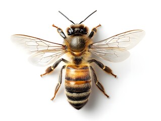 honey bee top view isolated on a white background
