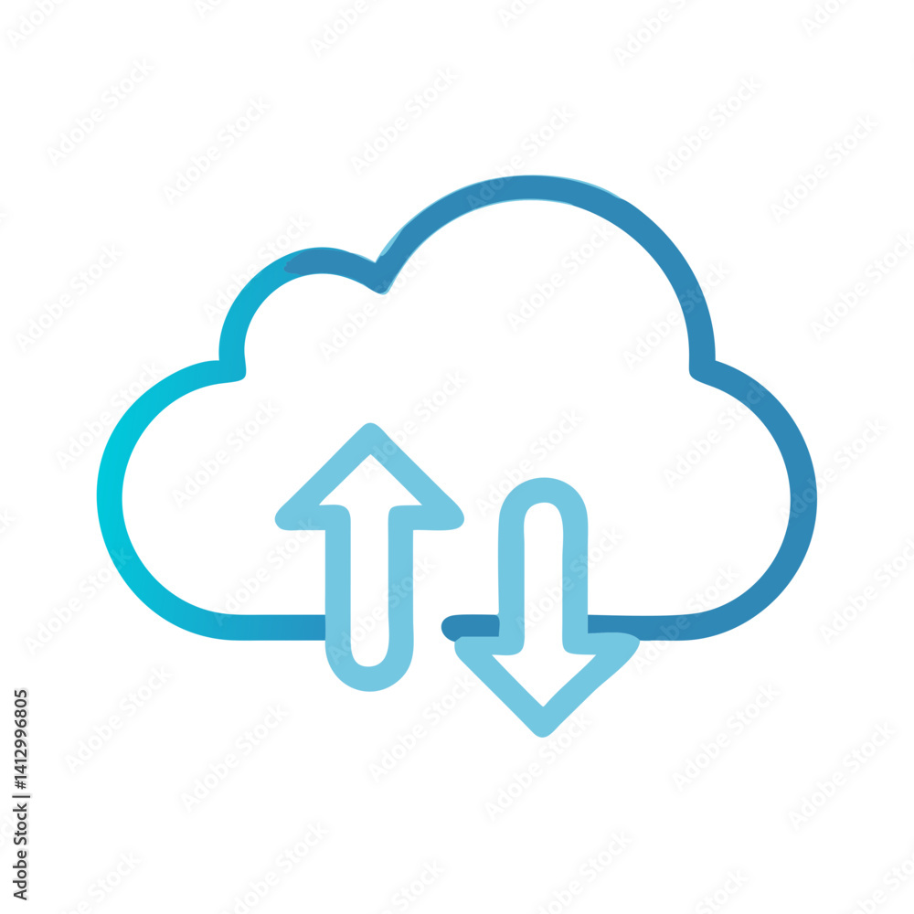 Poster Cloud Upload Icon Representing Data Synchronisation