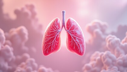 Dynamic visualization of lungs in ethereal atmosphere medical illustration atmospheric conceptual art