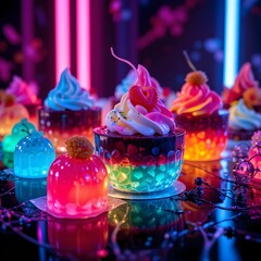 Neon Dessert Glow,ai generated