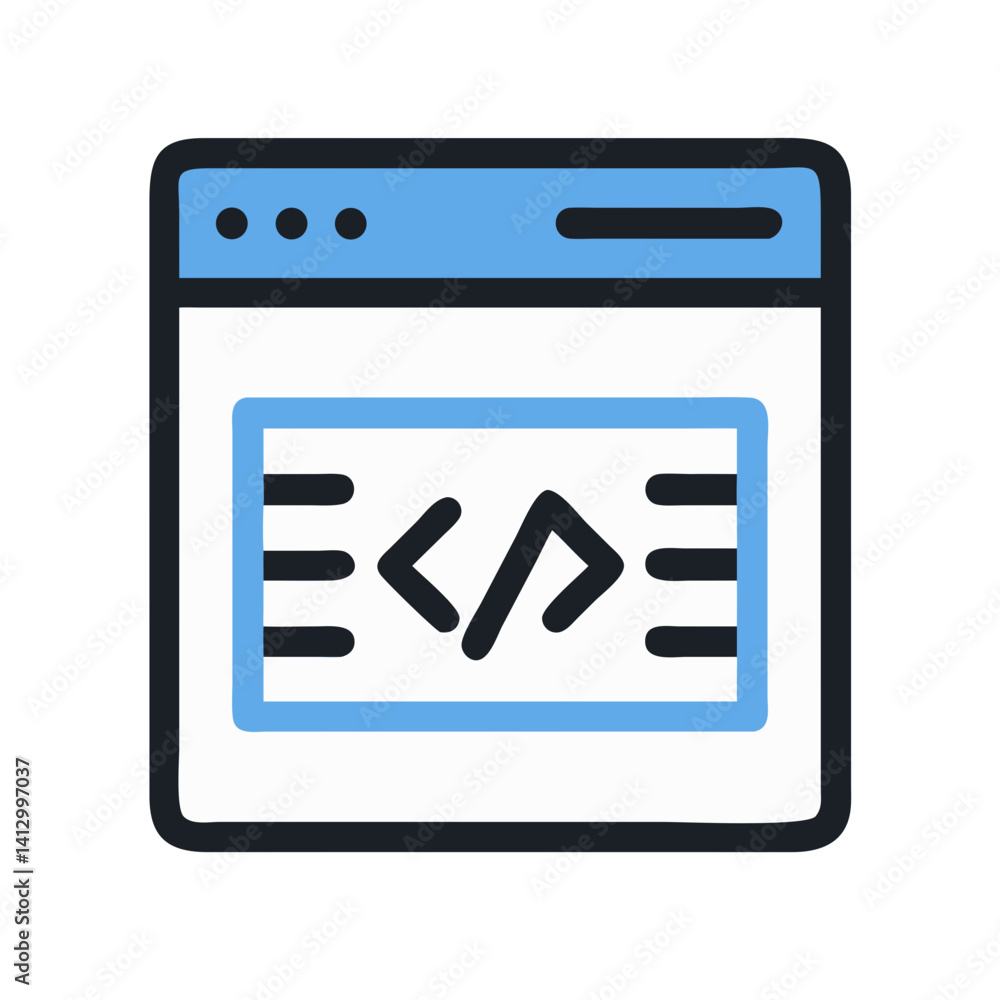 Poster Code Editor Icon Representing Software Development