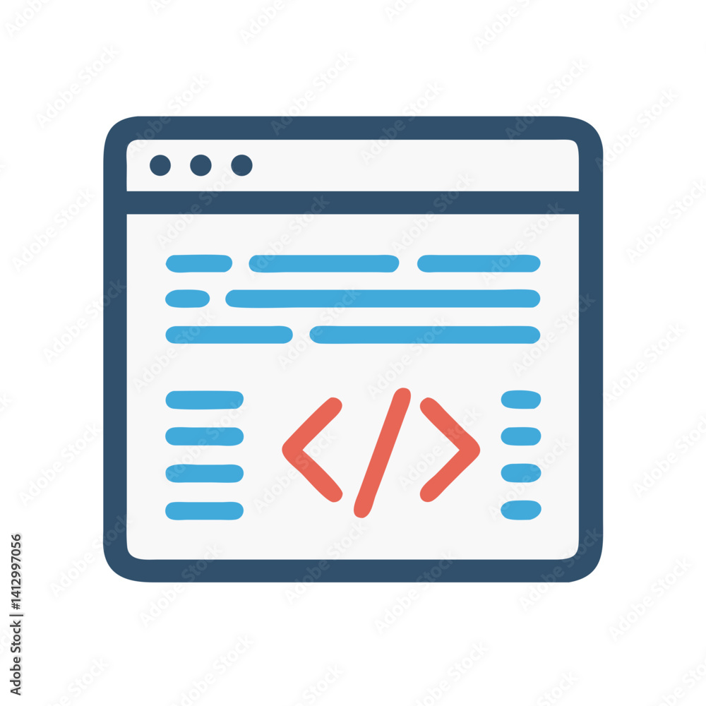 Poster Code Editor Icon Representing Software Development