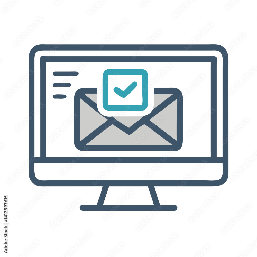 Poster Computer Screen with Envelope Icon Representing Email Communication