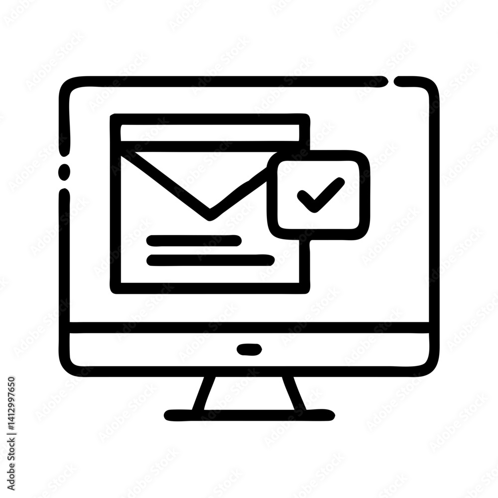 Poster Computer Screen with Envelope Icon Representing Email Communication