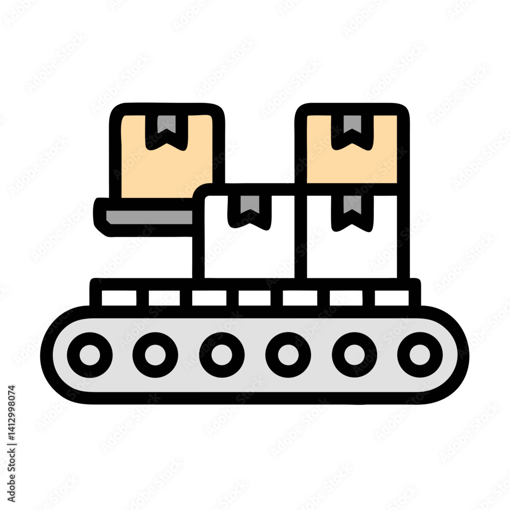 Poster conveyor with boxes icon representing an automated system