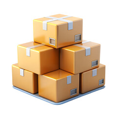 Fototapeta premium Delivery boxes 3D icon isolated on transparent background 