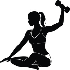 Silhouette of a Woman Doing Dumbbell Exercises