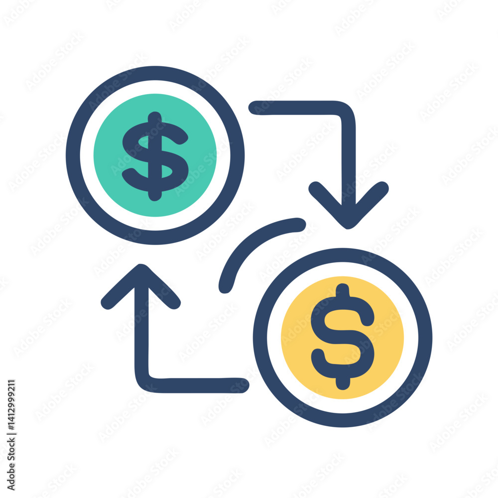 Poster currency conversion icon representing exchange rate