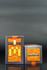 Fototapeta premium Bangkok, Thailand - April 16, 2025 : Blind box toy from McDonald's collaboration with Minecraft movie limited edition.