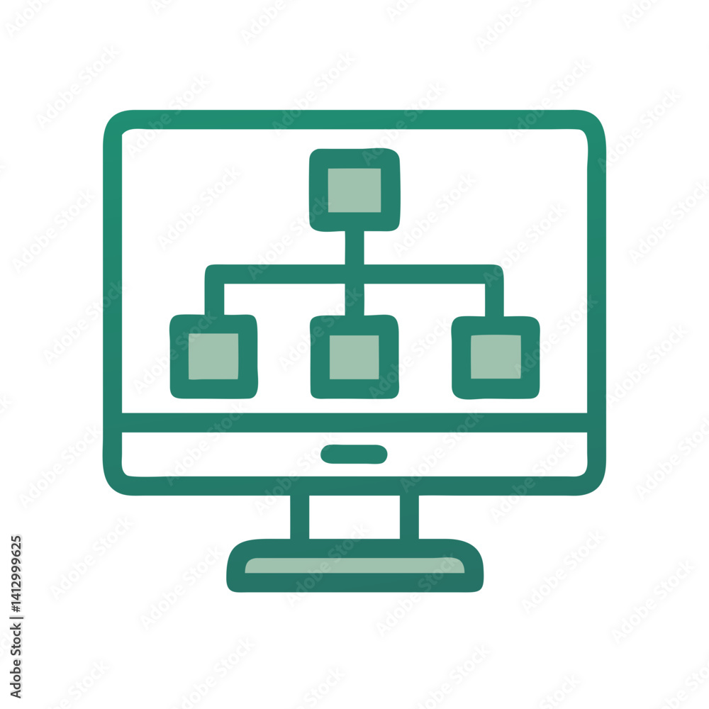 Poster desktop hierarchy icon representing business structure