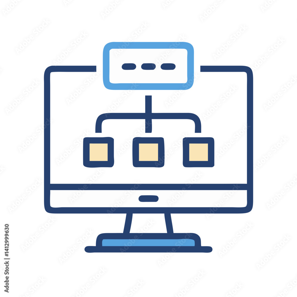 Poster desktop hierarchy icon representing business structure