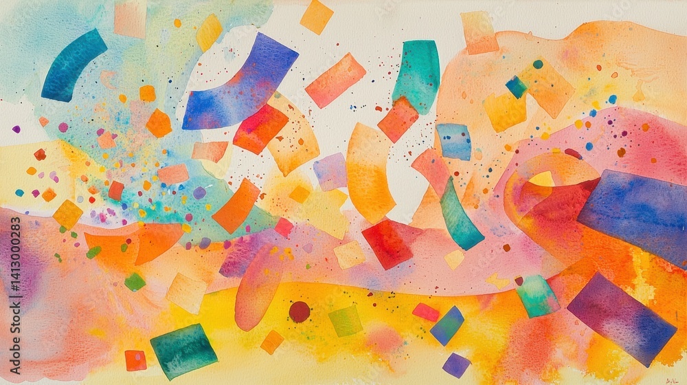 Poster bright shapes and colorful patterns dance across the canvas, creating a sense of joy and celebration