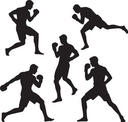 Boxing  man  silhouette vector style bundle