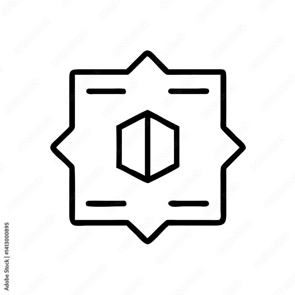 Poster a bold, geometric emblem symbolizing unity and structure, featuring a central hexagon within a styli