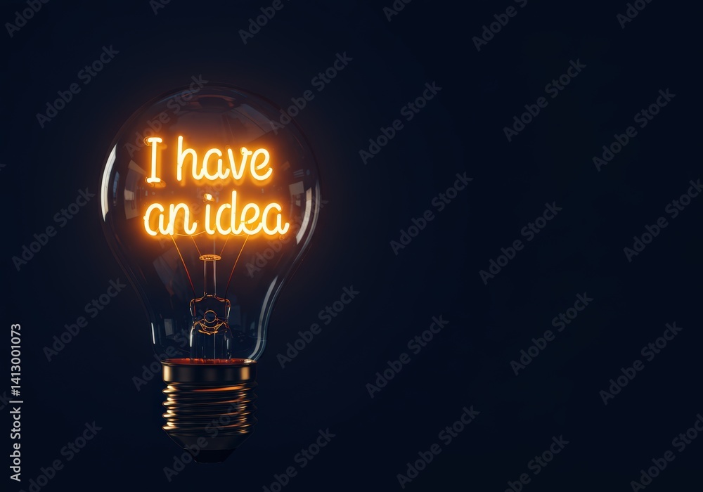 Poster light bulb with text i have an idea. creative business idea concept. innovation and inspiration for 