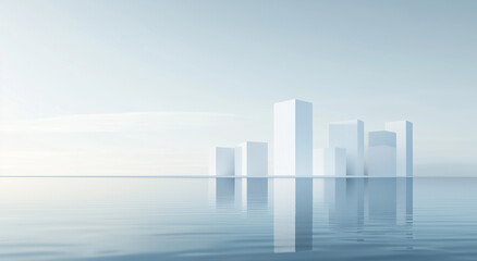 Modern minimalist architecture on the water