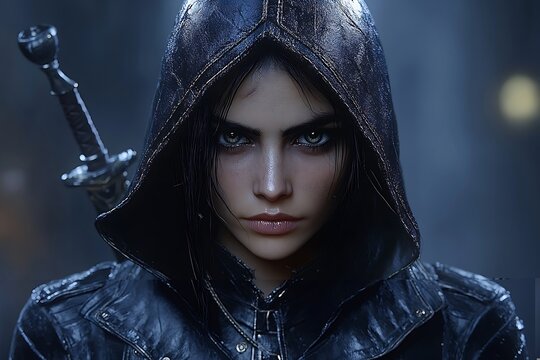 Fototapeta Female warrior portrait game character