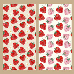 pink berries strawberry seamless pattern vector illustration wallpaper background textile design social media
