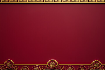 Red background with golden auspicious cloud pattern