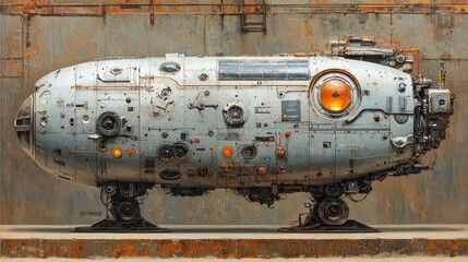Fototapeta premium Steampunk Vessel: A Futuristic Mechanical Marvel