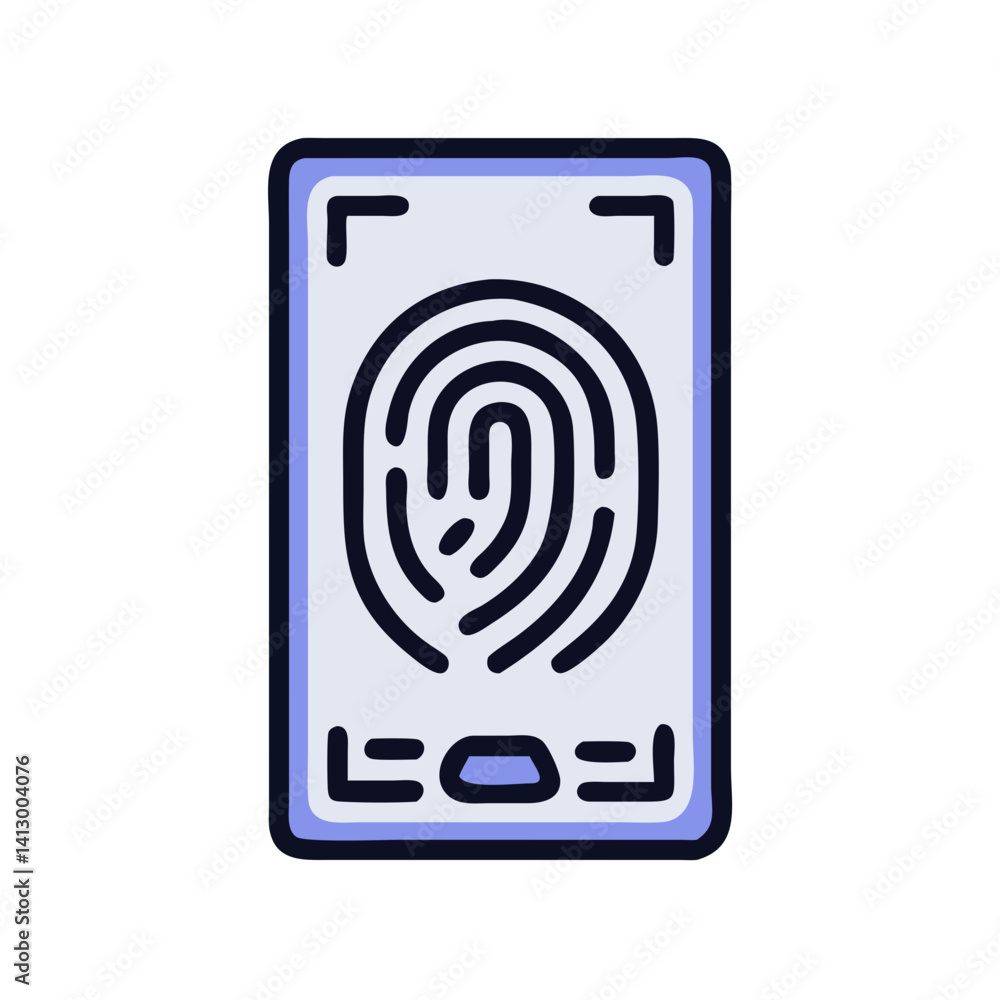 Poster fingerprint scanner icon representing biometric identification