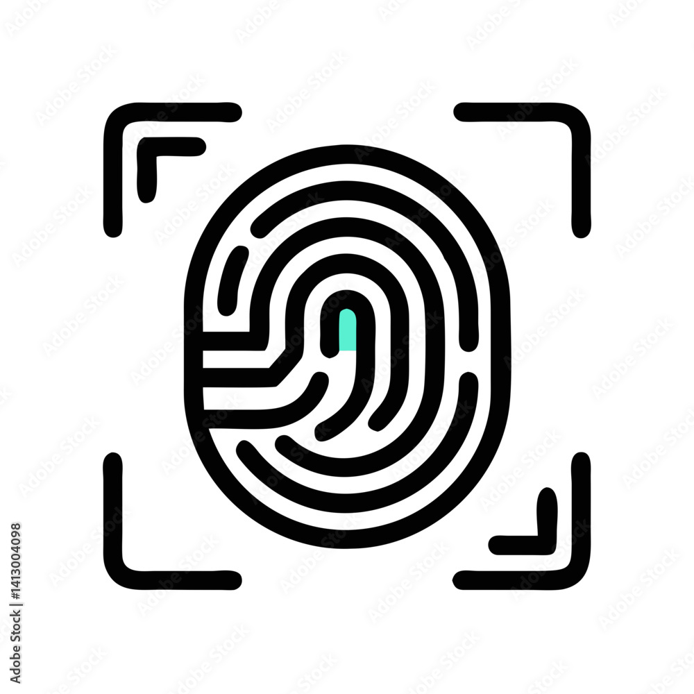 Poster fingerprint scanner icon representing biometric identification