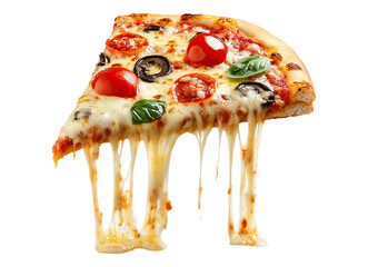 hot pizza slice vegetable with dripping melted
