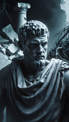 Obraz premium Illustration of Marble Sculpture of a Greek Stoic Philosopher, for Stoic Shorts