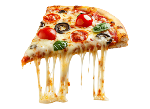 hot pizza slice vegetable with dripping melted